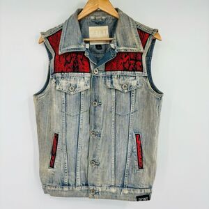 DFYNT Denim Collared Vest Blue Womens Size Large